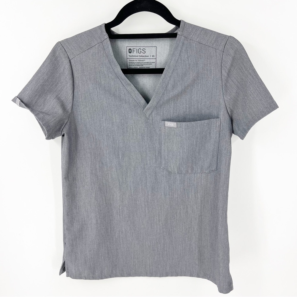 ✅ FIGS GREY‎ Technical Collection Scrub Top Size X-Small